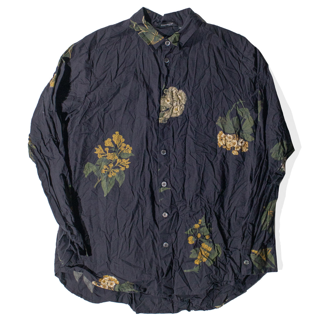 Pas de Calais Summer Botanical Print Blouse in Black