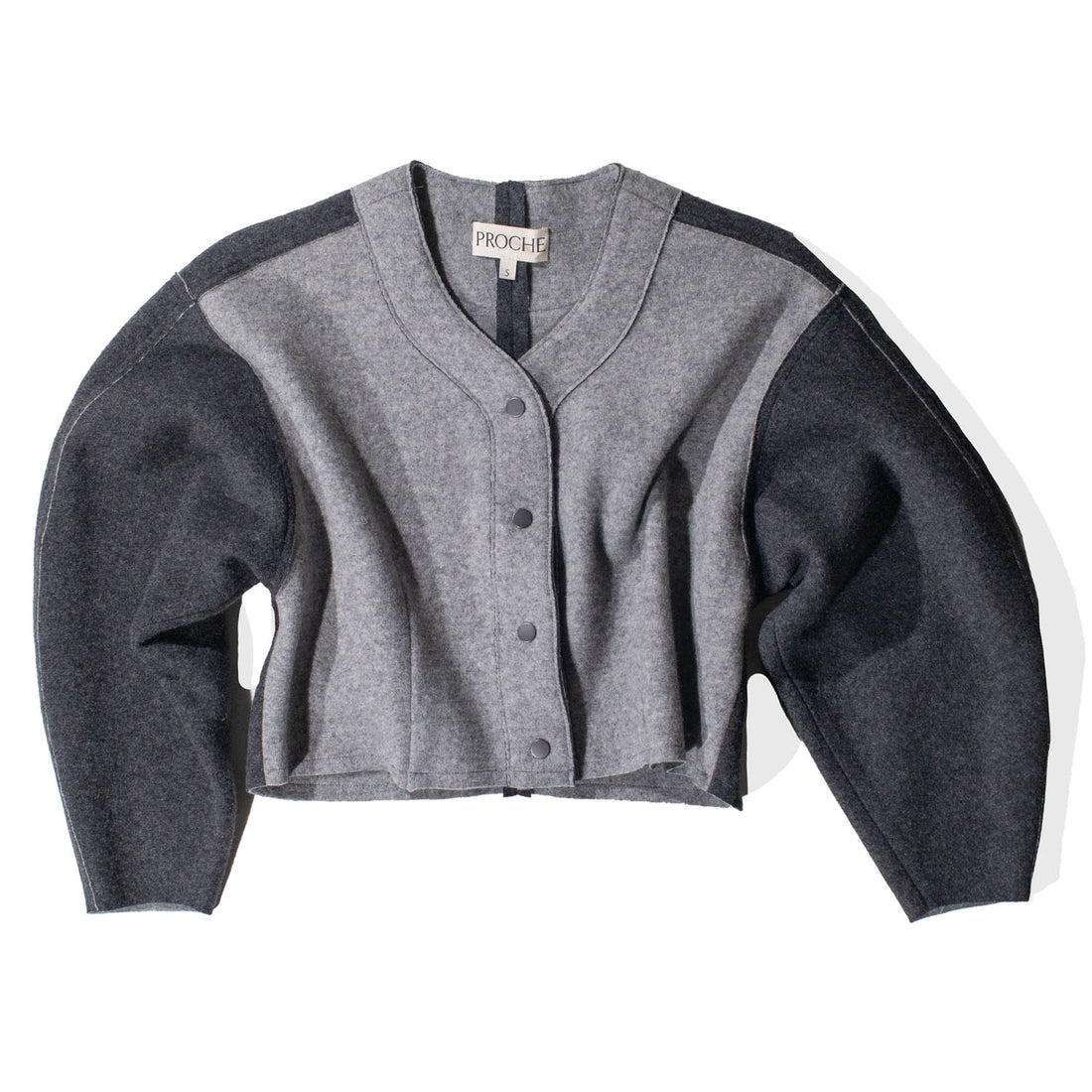 Proche Double Face Wool Bomber in Heather Charcoal