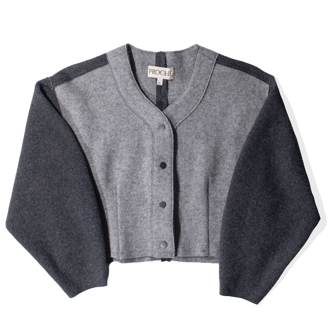 Proche Double Face Wool Bomber in Heather Charcoal