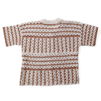 Proche Striped Open Crochet Polo in Cocoa