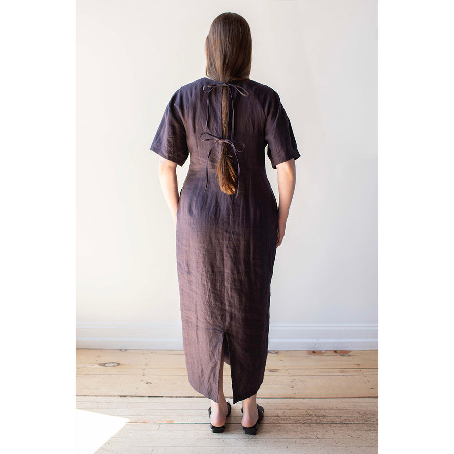 Sayaka Davis Barrel Sleeve Dress in Eggplant