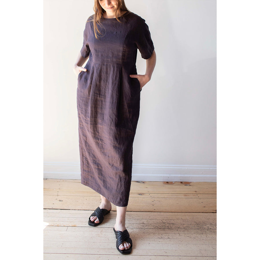 Sayaka Davis Barrel Sleeve Dress in Eggplant