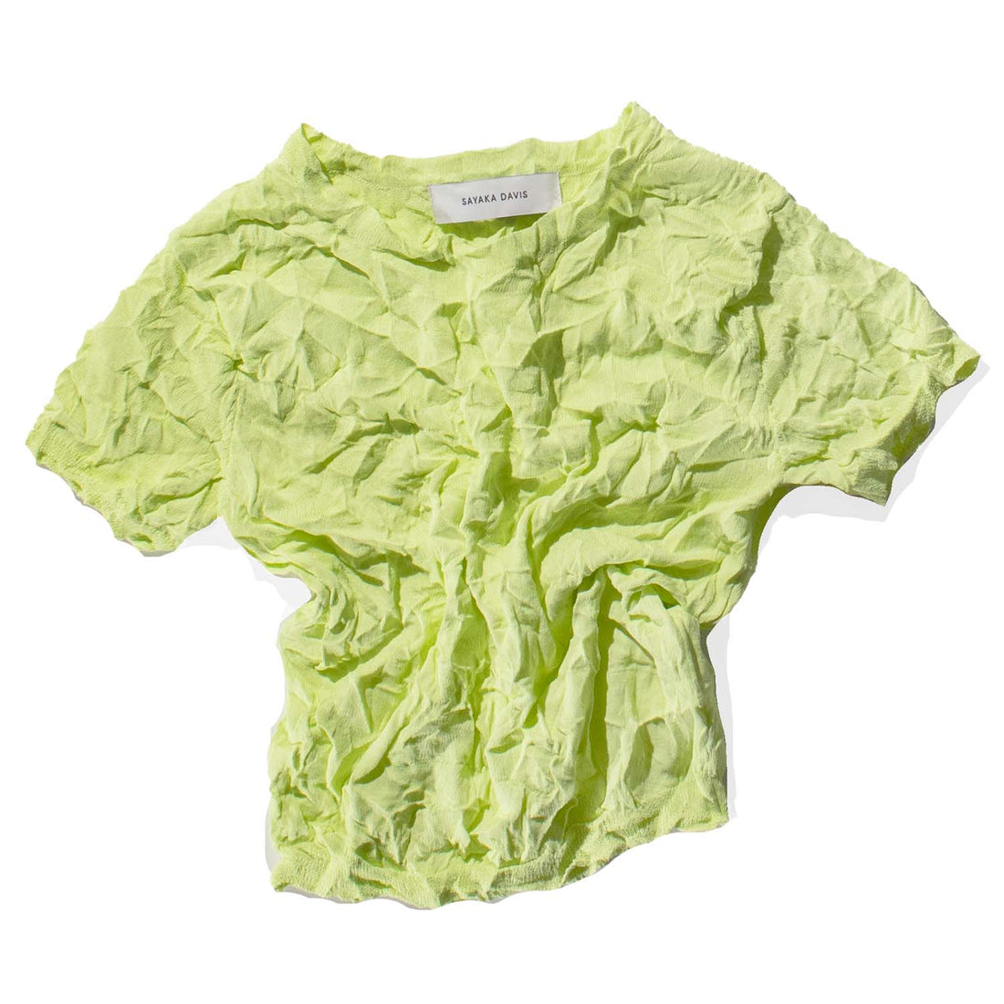 Sayaka Davis Crinkled Petite Knit Tee in Acid Lime