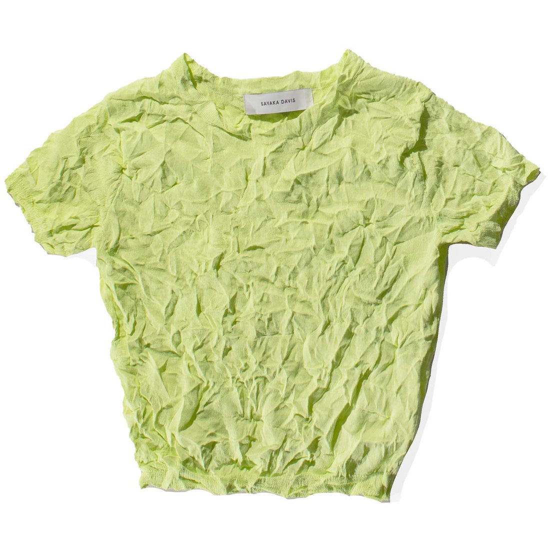 Sayaka Davis Crinkled Petite Knit Tee in Acid Lime