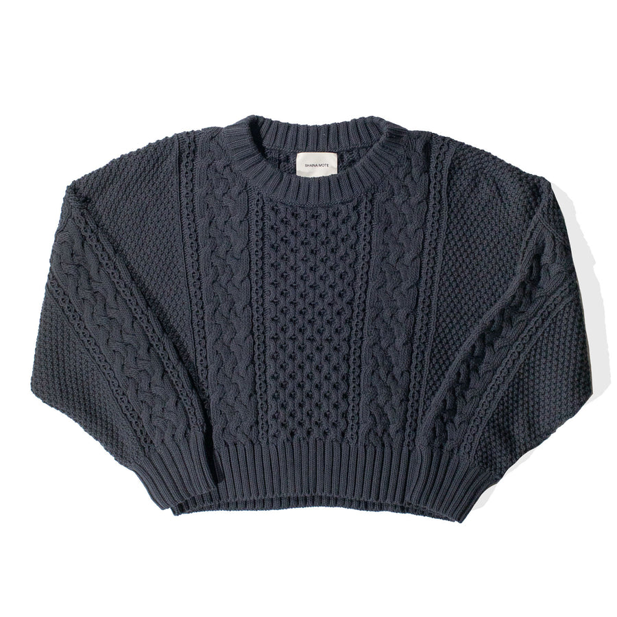 Shaina Mote Fisherman Sweater in Navy