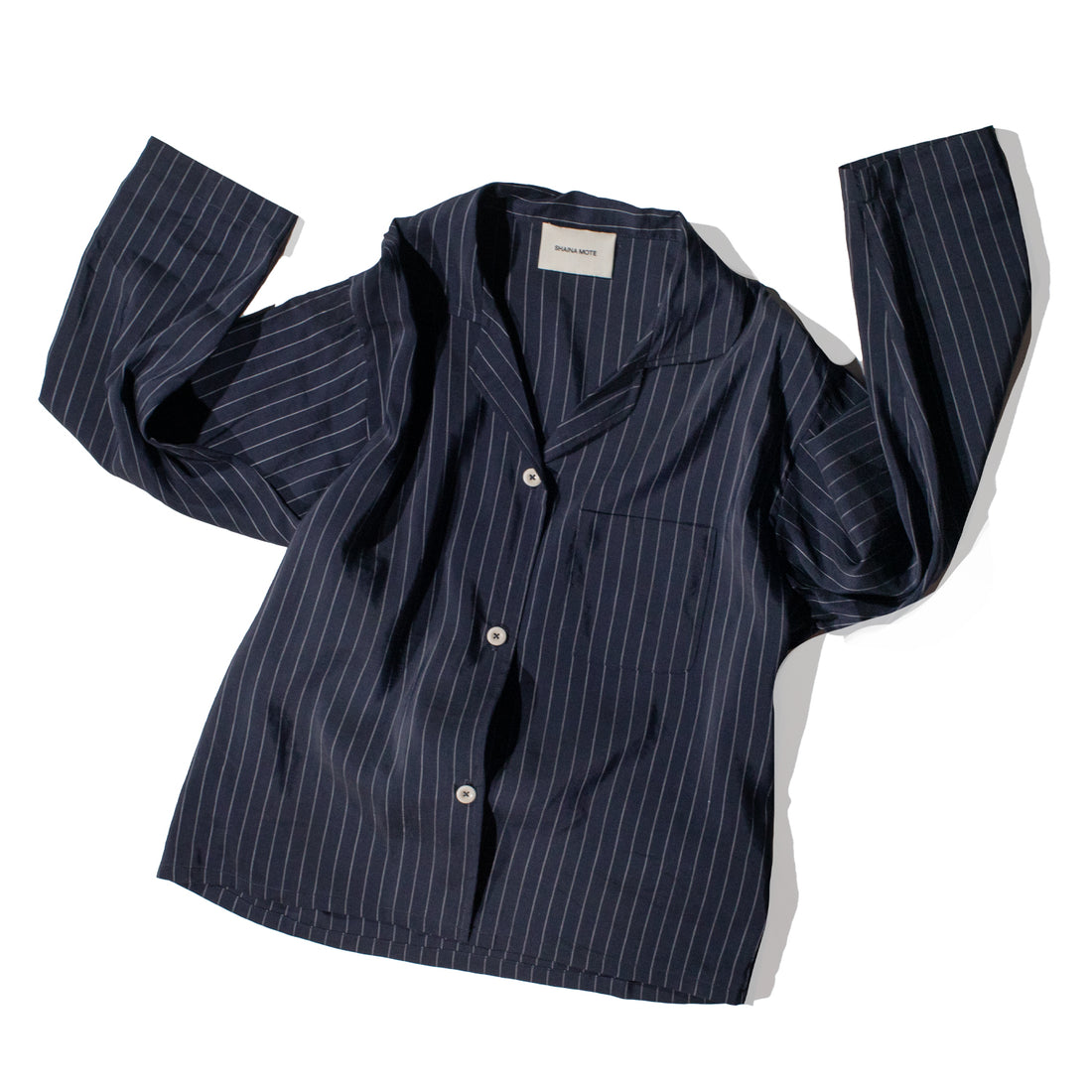 Shaina Mote Pajama Shirt in Navy Pinstripe