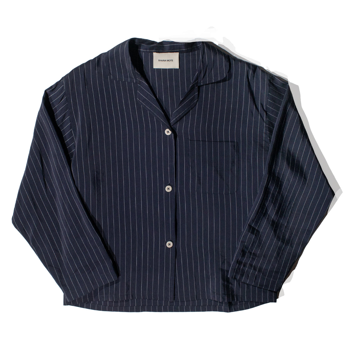 Shaina Mote Pajama Shirt in Navy Pinstripe