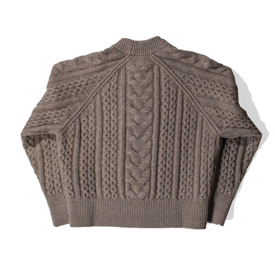 Studio Nicholson Molve Cable Knit Crew Neck in Oatmeal