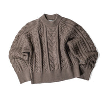 Studio Nicholson Molve Cable Knit Crew Neck in Oatmeal