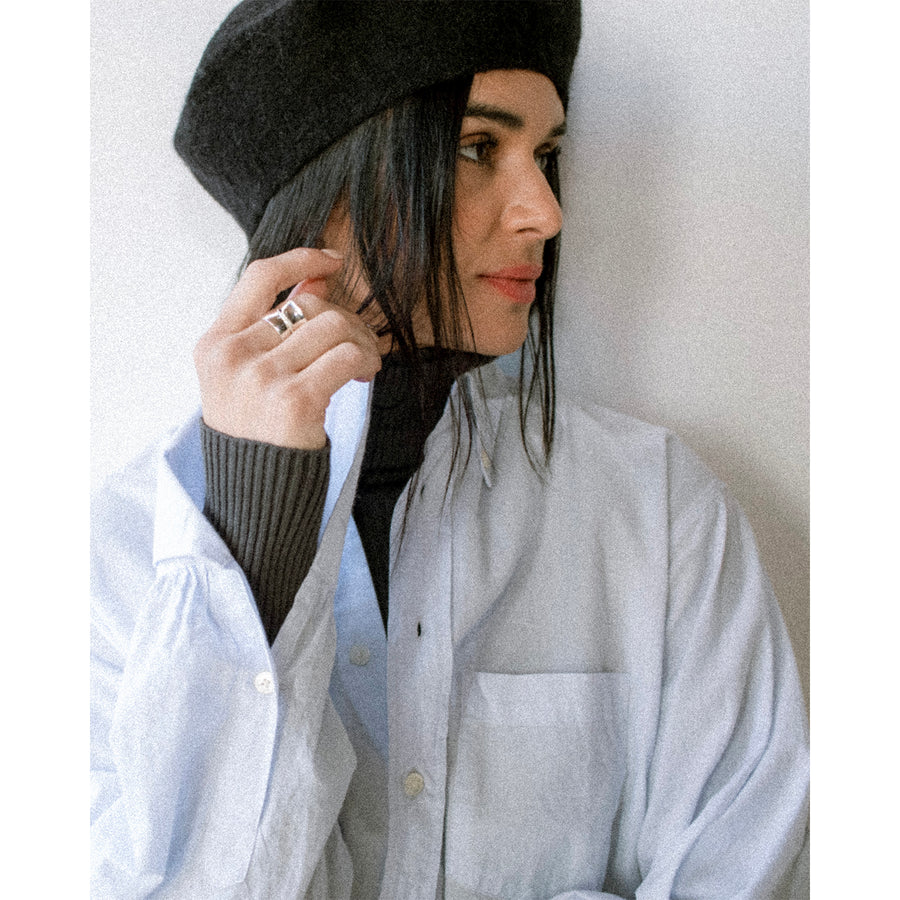 Lauren Manoogian Horizontal Beret in Black Melange