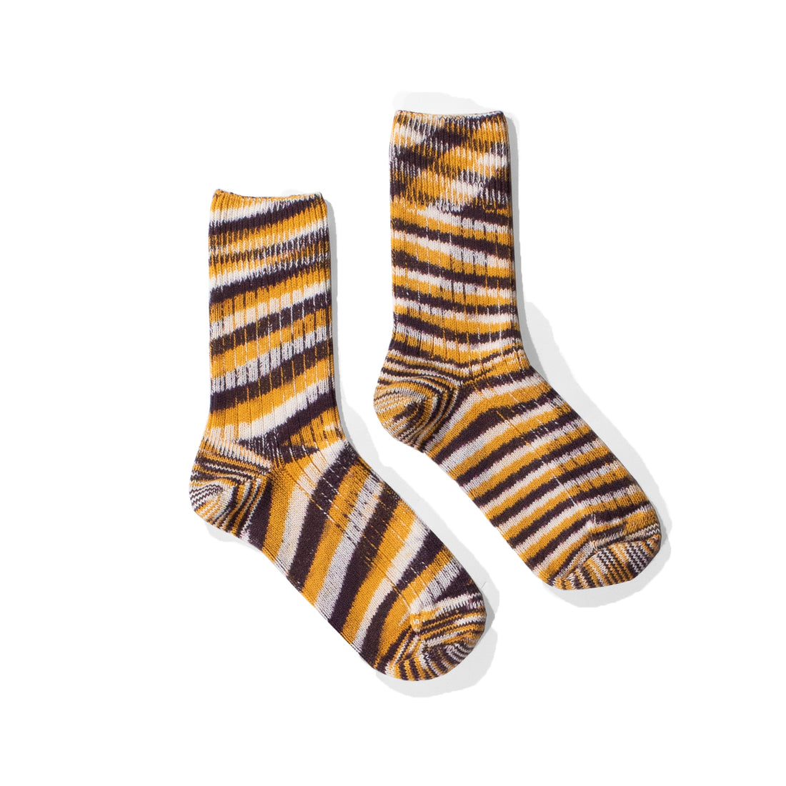 Baserange Twisted Overankle Socks in Brown Multicolor