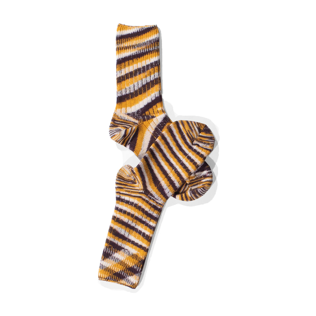 Baserange Twisted Overankle Socks in Brown Multicolor