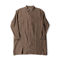 Ichi Antiquités Linen Natural Washer Long Sleeve Shirt in Brown