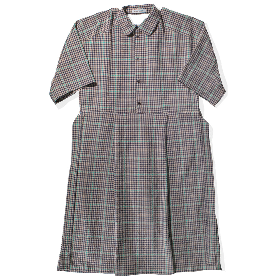 Henrik Vibskov Transfer Dress in Brown Green Checks