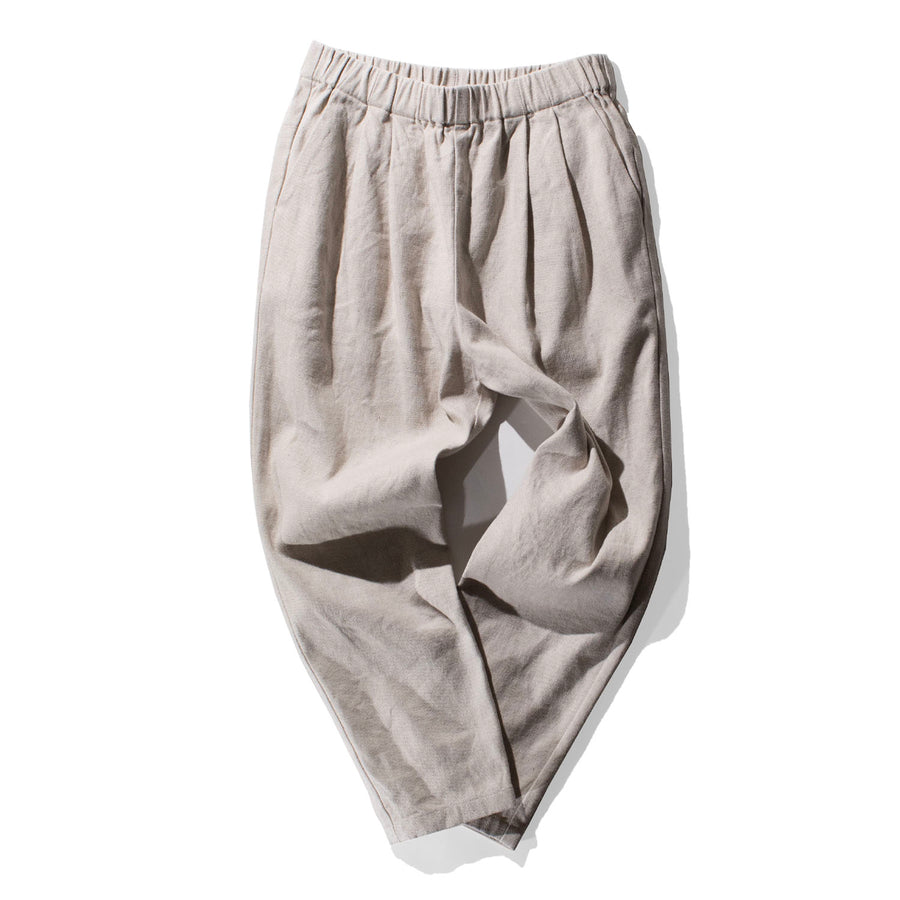 Evam Eva Linen Cotton Tuck Pants in Flax