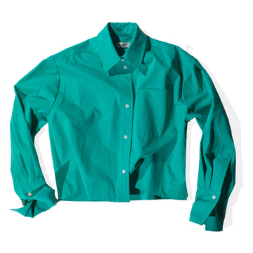 Nomia Cropped Button Down Shirt in Aqua