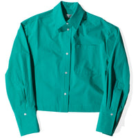 Nomia Cropped Button Down Shirt in Aqua