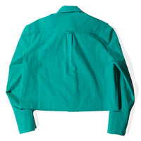 Nomia Cropped Button Down Shirt in Aqua