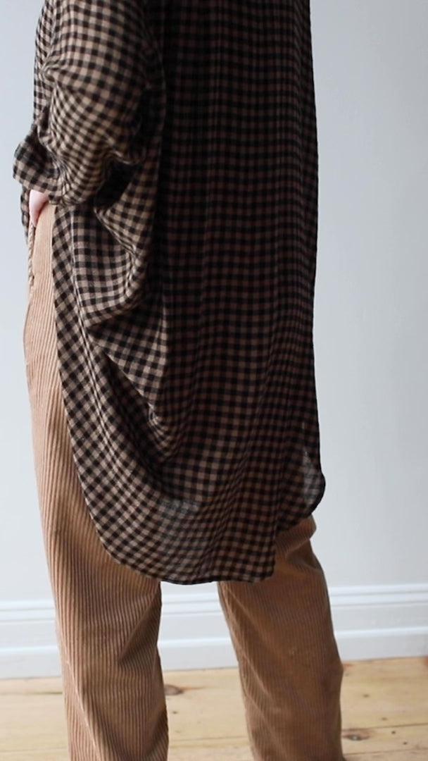 Henrik Vibskov Flip Shirt in Beige Black Checks