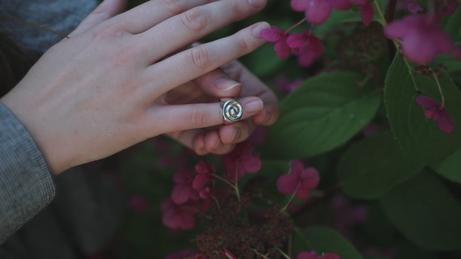 Nomia Spiral Signet Ring in Sterling Silver