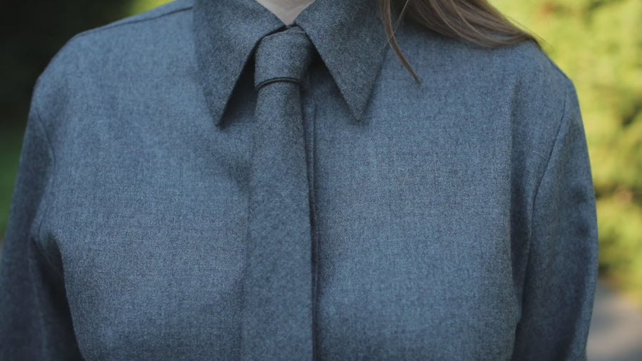 Kallmeyer Billie Tie Blouse in Heather Grey