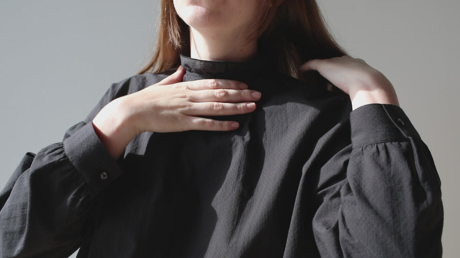 Chimala Frill Collar Shirt in Black