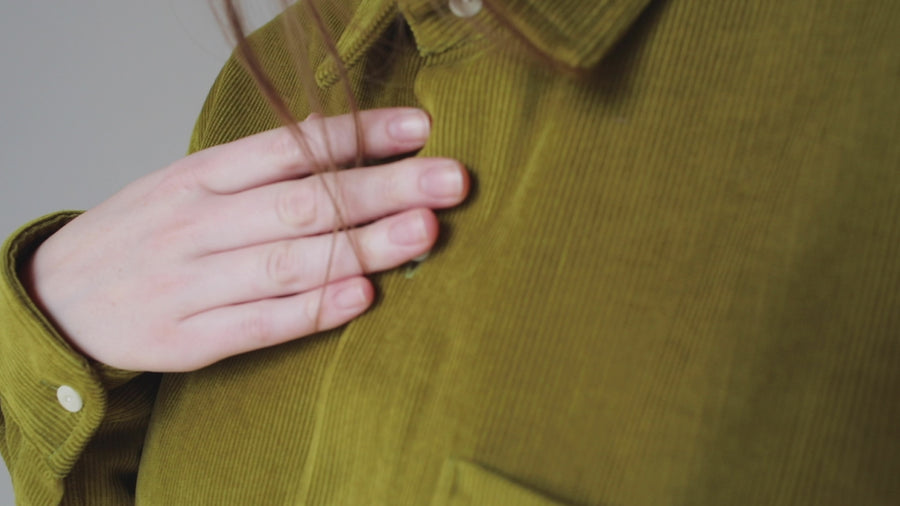 Blluemade Oversized Shirt in Olive Oil Corduroy