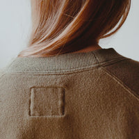 JUDITH Boxy Raglan Crew in Olive Green