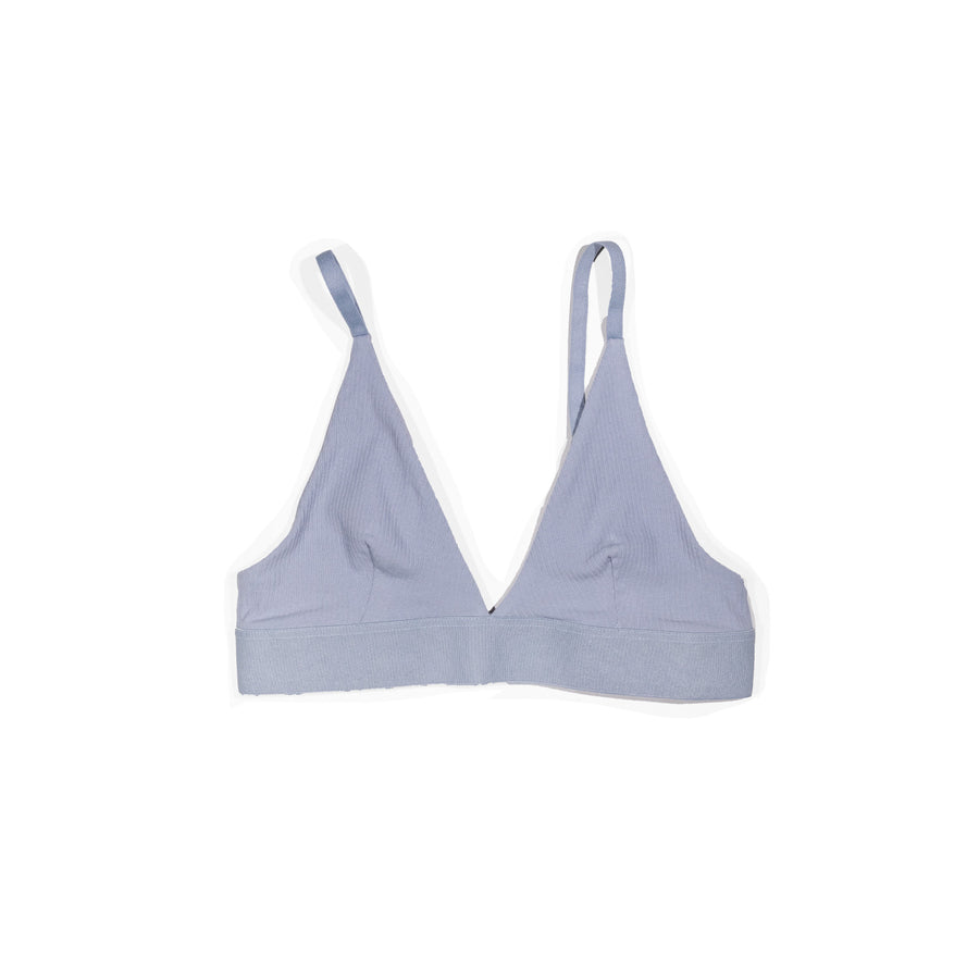 Baserange Triangle Bra in Asie Blue Cotton Rib