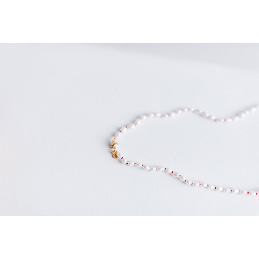 Beatrice Valenzuela Pearl Brujeria Necklace in Red Silk