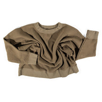 JUDITH Boxy Raglan Crew in Olive Green