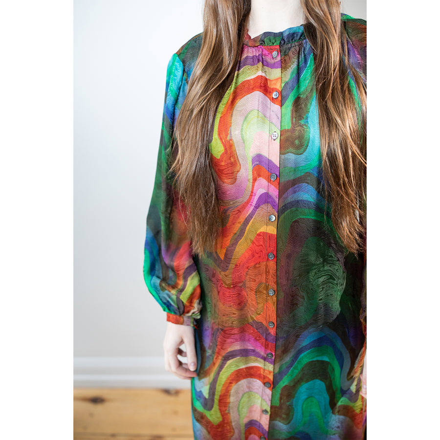 Raquel Allegra Victoria Dress in Multi Waves