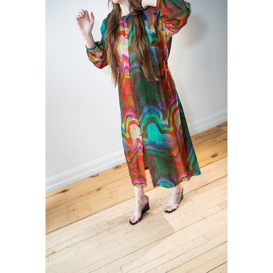 Raquel Allegra Victoria Dress in Multi Waves