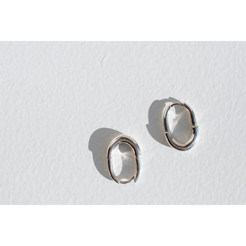 Sapir Bachar Rectangle Step Hoops in Sterling Silver