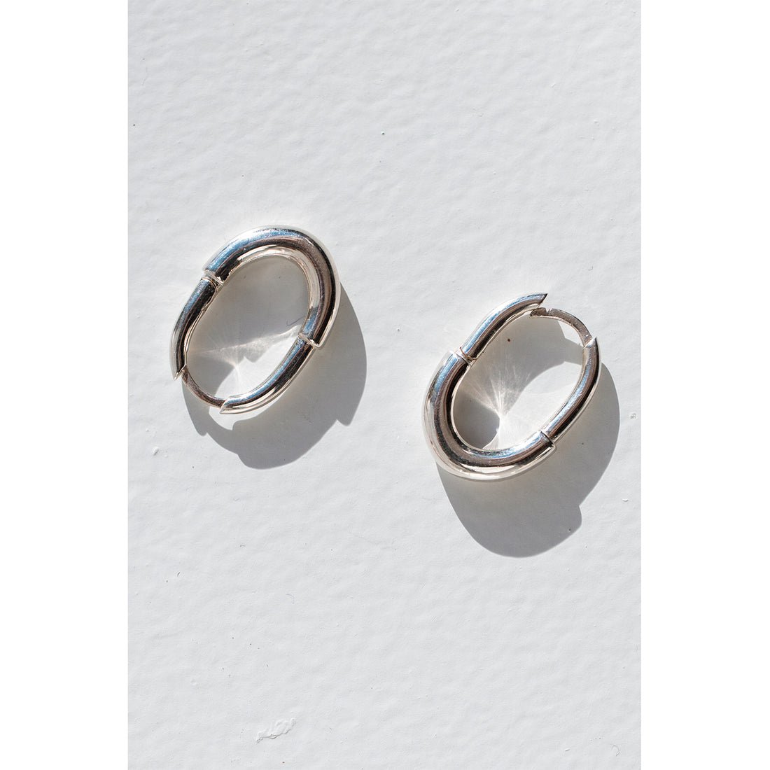 Sapir Bachar Rectangle Step Hoops in Sterling Silver