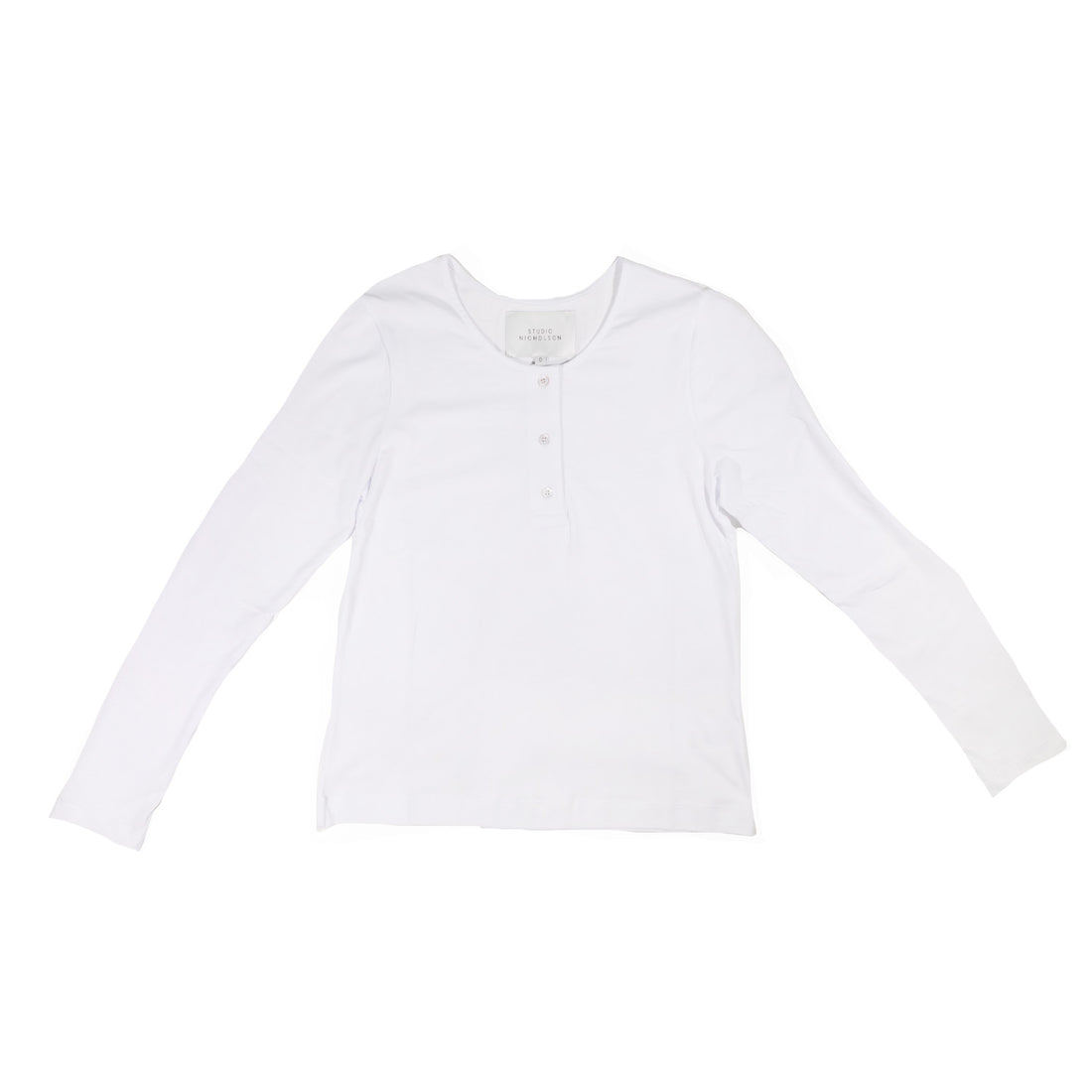 Studio Nicholson Line Button Through Jersey Top in Off White