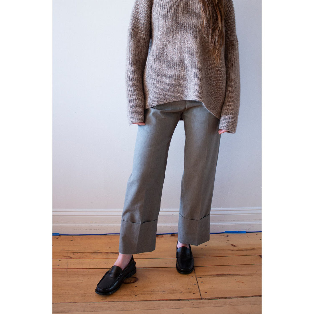 HOPE Fold Trousers in Sage Grey